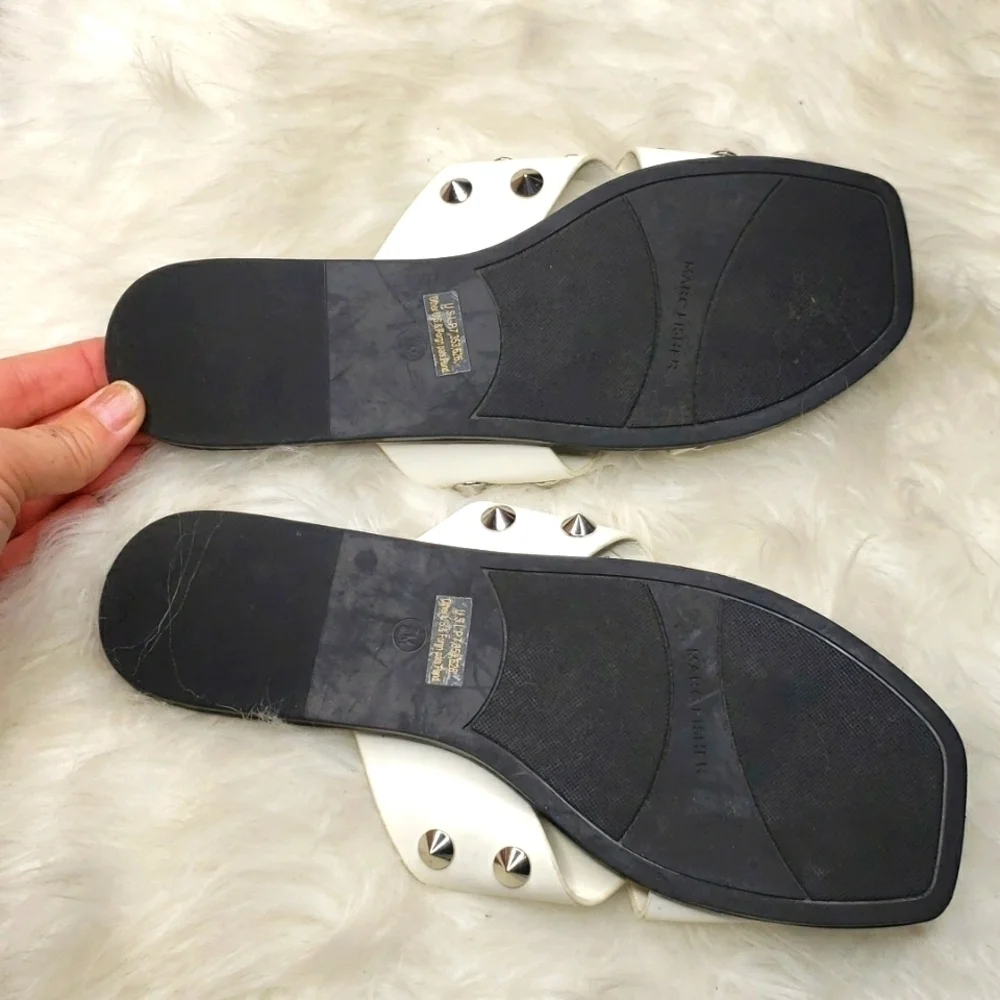 Marc Fisher White silver spike  Boni Sandal 7 NEW NWT